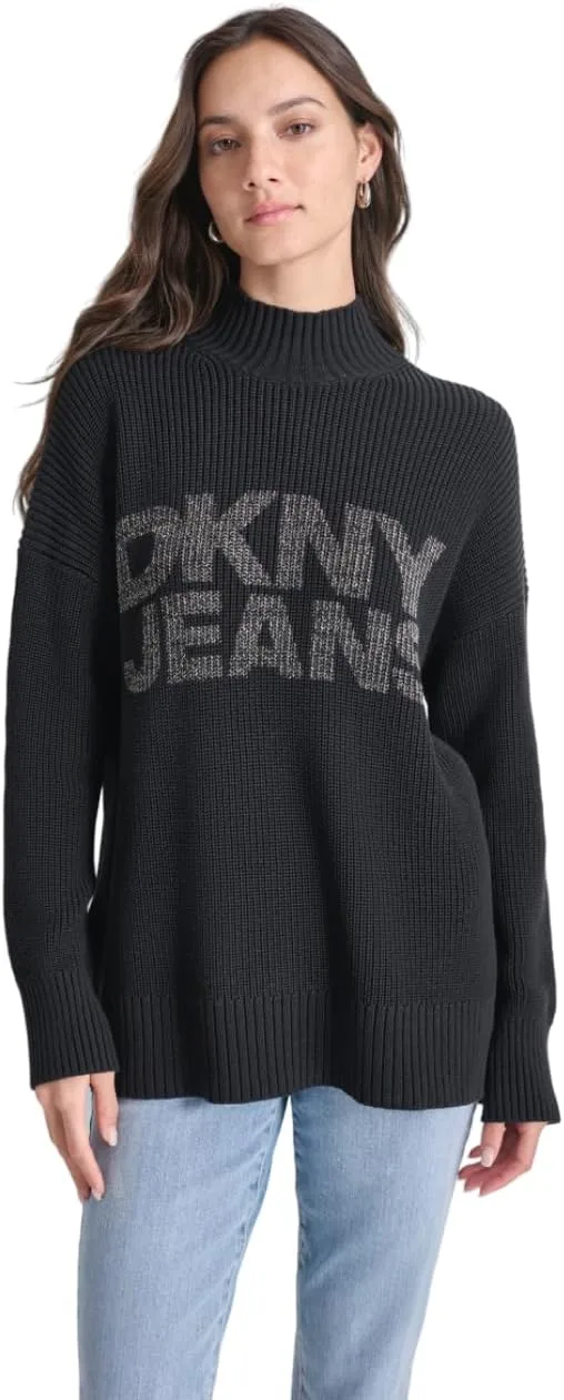 DKNY ▫️ Camisola com logótipo estampado Shaker, preta, tamanho M, para mulher
