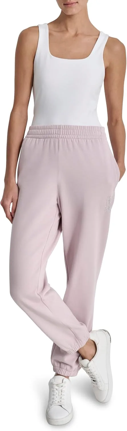 DKNY ▫️ Calças de treino com logótipo em strass e cintura alta para mulher