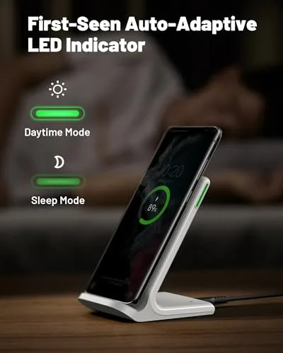 INIU ▫️ Carregador Sem Fios para iPhone, Carregador Sem Fios Rápido de 15 W com LED | Temp°Guard Exclusivo, Estação de Carregamento Rápido para iPhone 17, 16, 15 Pro MAX, Samsung S24, S23, Google Pixel 8, 7, 6, etc., Branco 3