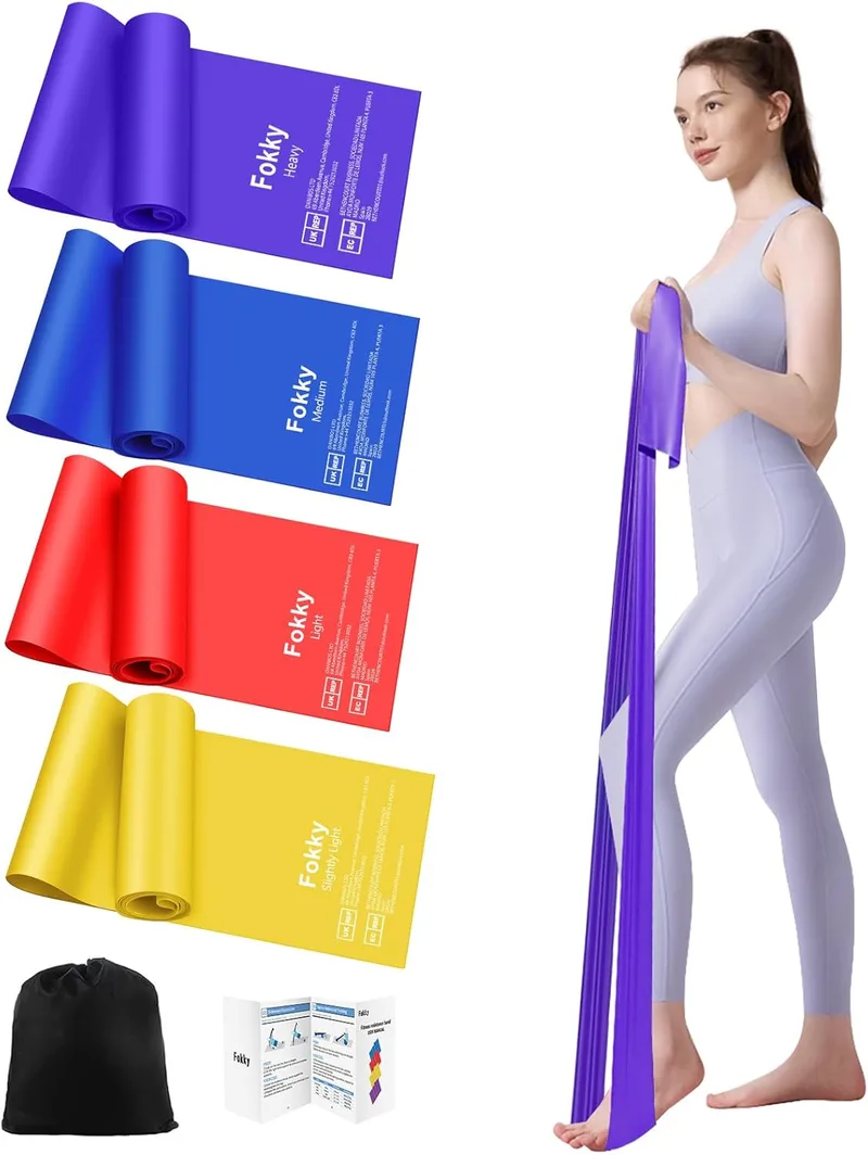 Fokky ▫️ Elásticos de Treino [Conjunto de 4], Elásticos de Treino de 1,8 m, Elásticos de Treino com Saco de Transporte, Elásticos para CrossFit, Treino, Ioga e Pilates