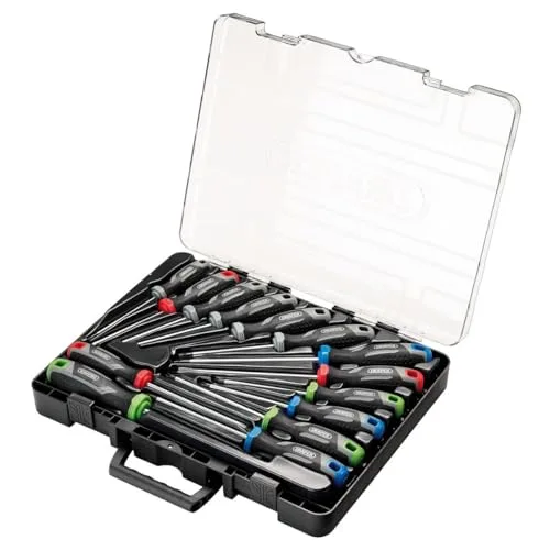 Draper ▫️ Conjunto de 14 chaves de fendas com pega suave e tecnologia TX-Star® - 13437 - pontas magnéticas, lâminas CRV 4