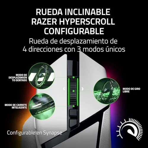 Razer ▫️ Basilisk V3 Pro 35K - Rato ergonómico sem fios, totalmente personalizável para jogos, com RGB cromático - Sensor ótico de 35K (roda configurável, 13 controlos personalizáveis) Branco 4