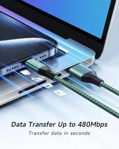 RAVIAD ▫️ Cabo USB-C de Carregamento Rápido, 2 m, Conjunto de 3, Cabo Tipo C com trança de nylon 4