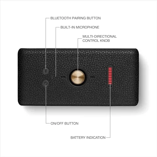 Marshall ▫️ Emberton III: Altifalantes Bluetooth portáteis, sem fios, emparelháveis, com classificação IP67 (resistentes ao pó e à água), mais de 32 horas de autonomia de reprodução – Preto e latão 6