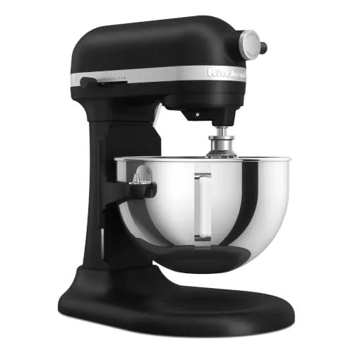 KitchenAid ▫️ Batedeira e amassadeira Bowl-Lift 5,2 L Heavy Duty, corpo e engrenagens metálicas, 11 velocidades, Flex Edge, 67 pontos de contacto, preto mate 5