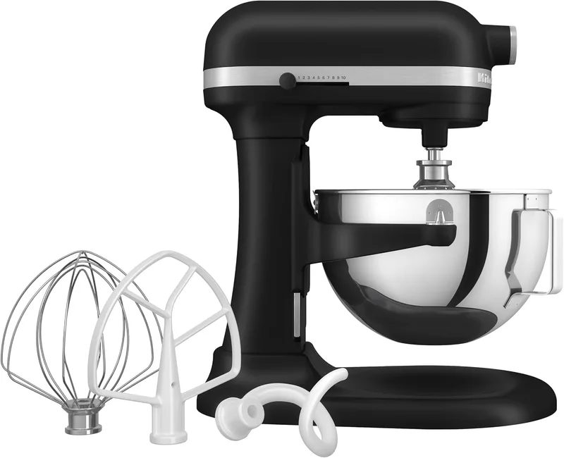 KitchenAid ▫️ Batedeira e amassadeira Bowl-Lift 5,2 L Heavy Duty, corpo e engrenagens metálicas, 11 velocidades, Flex Edge, 67 pontos de contacto, preto mate