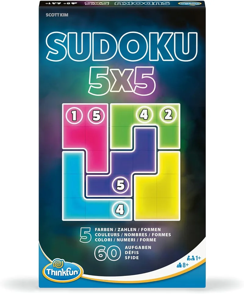 ThinkFun ▫️ 76634 - Sudoku 5x5 - O jogo magnético nobre para viajar e oferecer como presente!
