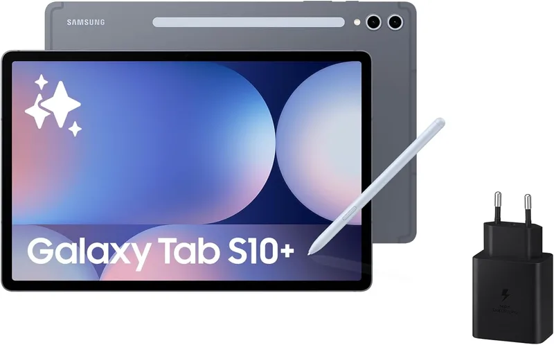 Samsung ▫️ Galaxy Tab S10+ 512 GB + Carregador - Tablet com IA, Tablet Android com Wi-Fi, 12 GB de RAM, Ecrã AMOLED, antirreflexo, S Pen incluída, cinzento (versão espanhola)