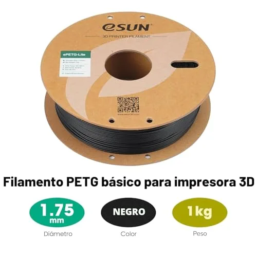 eSUN ▫️ Filamento PETG de 1,75 mm e 1 kg para impressora 3D – PETG de alta dureza, preto 2