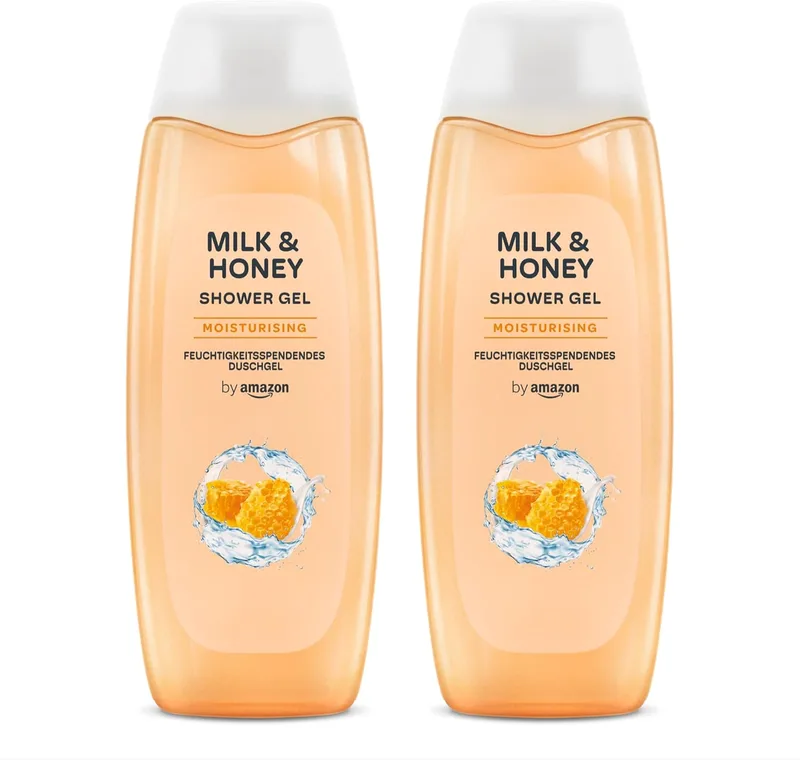 by Amazon ▫️ Gel de duche com mel e leite, 2 x 500ml
