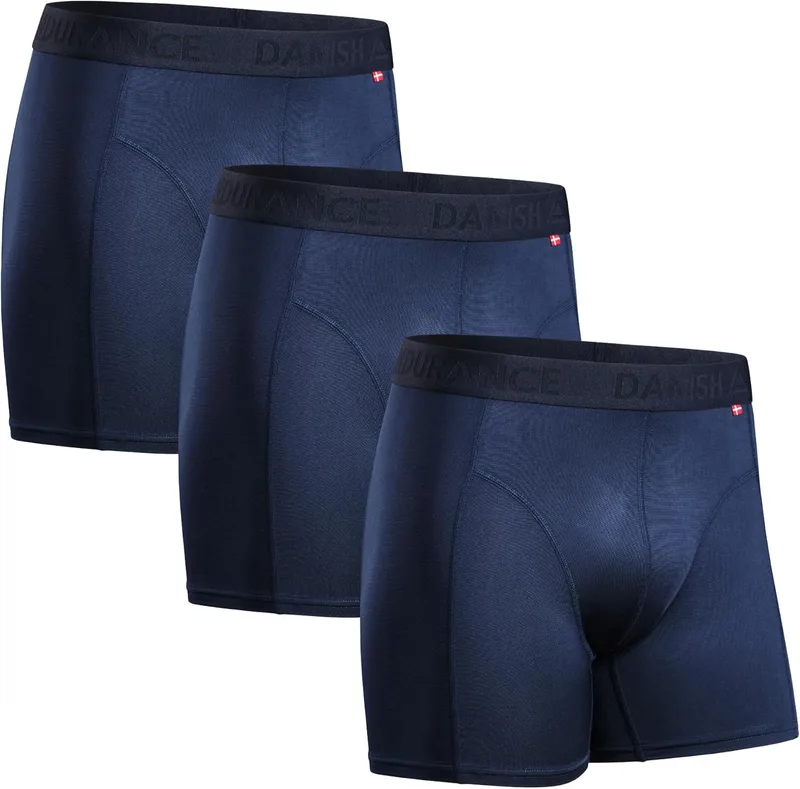 DANISH ENDURANCE ▫️ Cuecas Boxer Desportivas para Homem, Justas e Respiráveis, Roupa Interior Desportiva para Homem, Conjunto de 3