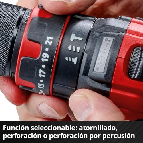 Einhell ▫️ Berbequim de percussão a bateria TE-CD 18/44 Li-i Power X-Change (18 V, 44 Nm, função de perfuração por percussão, porta-brocas metálico de 13 mm, 2 velocidades, inclui bateria de 2,5 Ah e carregador) 6