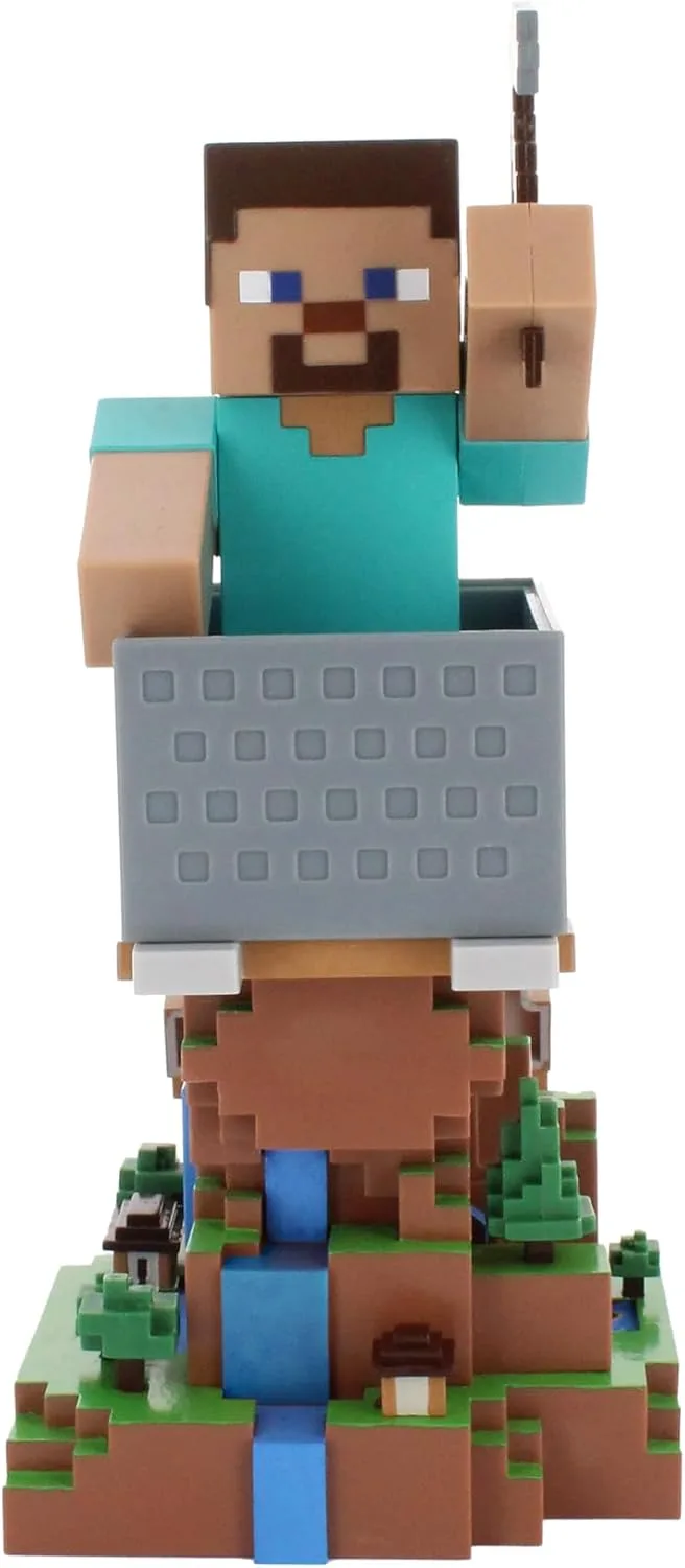 Cableguys ▫️ Minecraft Steve Mobile & Controller Stand - Figuras de Mobile & Controller Stand, Compatível com Xbox, PlayStation e a maioria dos controladores padrão, Acessórios de mesa para configuração de jogos