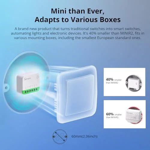SONOFF ▫️ Matter - Interruptor Wi-Fi Inteligente, Relé Wi-Fi DIY, Compatível com Apple Home, Alexa e Google Home, Conjunto de 4, Requer fio neutro 3