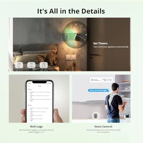 SONOFF ▫️ Matter - Interruptor Wi-Fi Inteligente, Relé Wi-Fi DIY, Compatível com Apple Home, Alexa e Google Home, Conjunto de 4, Requer fio neutro 6