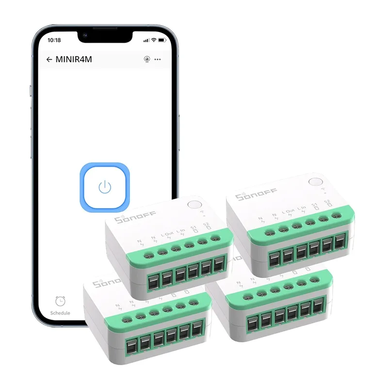 SONOFF ▫️ Matter - Interruptor Wi-Fi Inteligente, Relé Wi-Fi DIY, Compatível com Apple Home, Alexa e Google Home, Conjunto de 4, Requer fio neutro