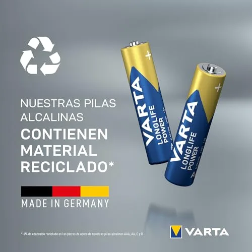 Varta ▫️ Pilhas AAA, embalagem de 12 (8+4), Longlife Power, alcalinas, 1,5 V 3