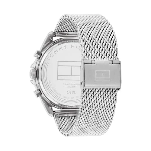 Tommy Hilfiger ▫️ Relógio analógico multifunções de quartzo para homem, com bracelete em malha de aço inoxidável e pele 3