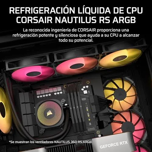 Corsair ▫️ NAUTILUS 240 RS ARGB – Sistema de arrefecimento líquido para CPU – AIO de 240 mm – Ligação direta à placa-mãe – Intel LGA 1851/1700, AMD AM5/AM4 – 2 ventoinhas RS120 ARGB incluídas – Preto 2