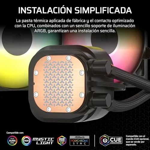 Corsair ▫️ NAUTILUS 240 RS ARGB – Sistema de arrefecimento líquido para CPU – AIO de 240 mm – Ligação direta à placa-mãe – Intel LGA 1851/1700, AMD AM5/AM4 – 2 ventoinhas RS120 ARGB incluídas – Preto 3