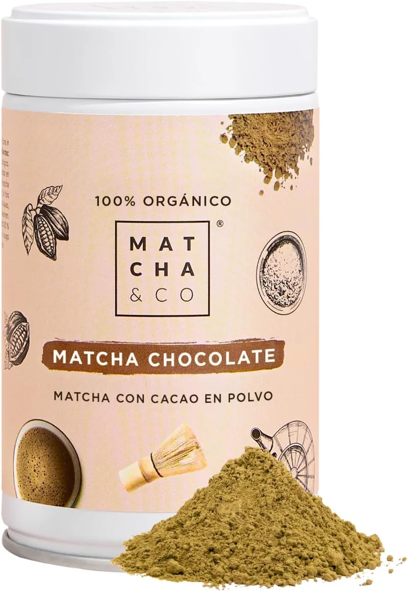 Matcha & CO ▫️ Chá Matcha Chocolate (80 gramas) 100% Chá Matcha Orgânico de Grau Cerimonial com Cacau em Pó | Chá Verde Orgânico do Japão, 80G 100% Natural, Sem Açúcar -