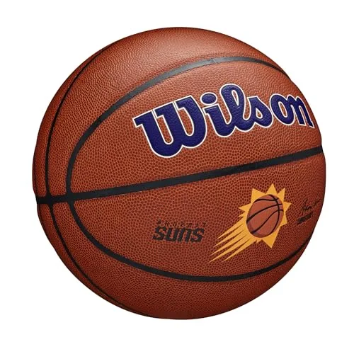 Wilson ▫️ Bola de basquetebol NBA Team Alliance, com superfície «Pure Feel» e tecnologia «Double Depth», com estabilidade de ar melhorada, cor: castanho, tamanho: 7 2
