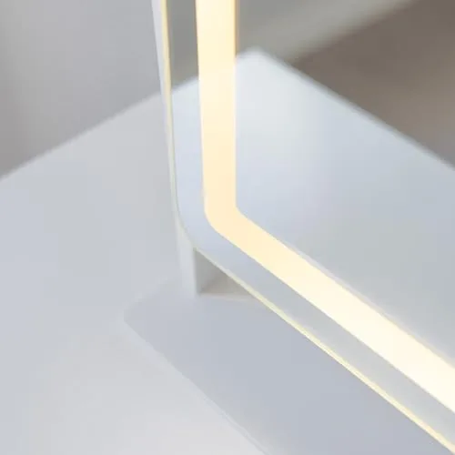Flamingueo ▫️ Espelho de maquilhagem com luz - Faixa LED - 3 modos de iluminação - Intensidade ajustável - Controlo tátil - Porta USB - Espelho de aumento - Posição ajustável - Branco - 64 x 12 x 54,5 cm 6