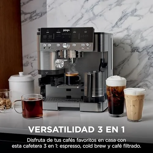 Ninja ▫️ Luxe Premier, Máquina de café 3 em 1, com moedor e bocal para espumar leite, Prateada 2