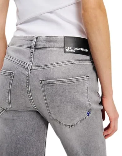 KARL LAGERFELD JEANS ▫️ Calças de ganga Karl Lagerfeld para mulher, cintura média, corte justo, com fenda 2