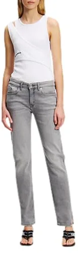 KARL LAGERFELD JEANS ▫️ Calças de ganga Karl Lagerfeld para mulher, cintura média, corte justo, com fenda 4