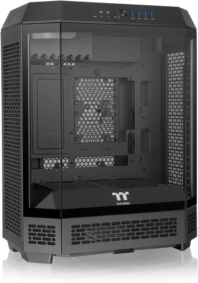 Thermaltake ▫️ The Tower 600 | Torre média ATX octogonal | 2 ventoinhas de 140 mm pré-instaladas | Ventilação vertical | Compatível com radiador de 420 mm e até 13 ventoinhas | Preto