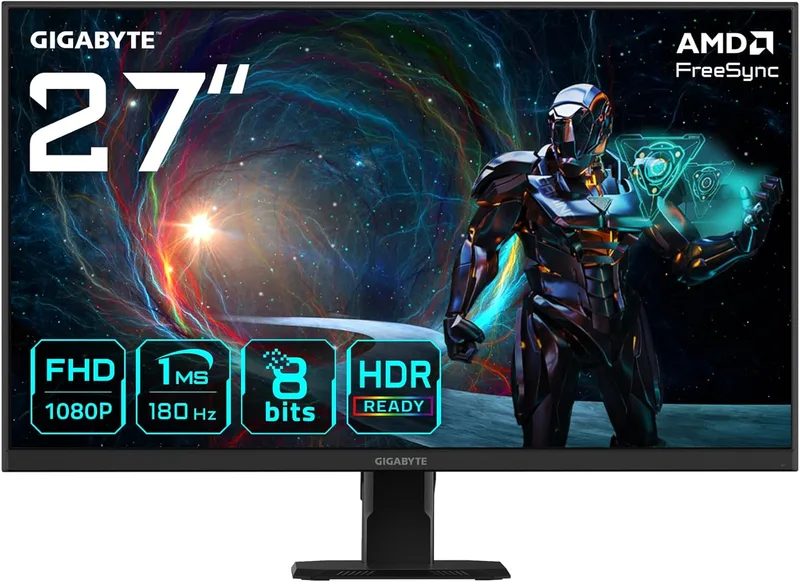 Gigabyte Technology ▫️ Monitor para Jogos GIGABYTE GS27FA 27" FHD - 1920 x 1080, 180Hz, 1ms, 300 CD/m², FreeSync, HDR Ready, HDMI 2.0