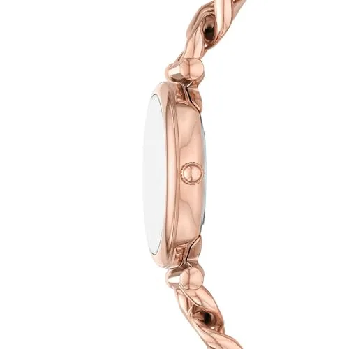 Fossil ▫️ Relógio Carlie para mulher, movimento de quartzo com três ponteiros em tom de ouro rosa e bracelete em aço inoxidável 3