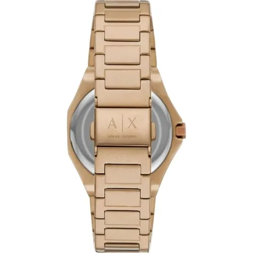Armani Exchange ▫️ Relógio para mulher, movimento de quartzo com três ponteiros e caixa de 34 mm com bracelete em aço inoxidável ou couro 3