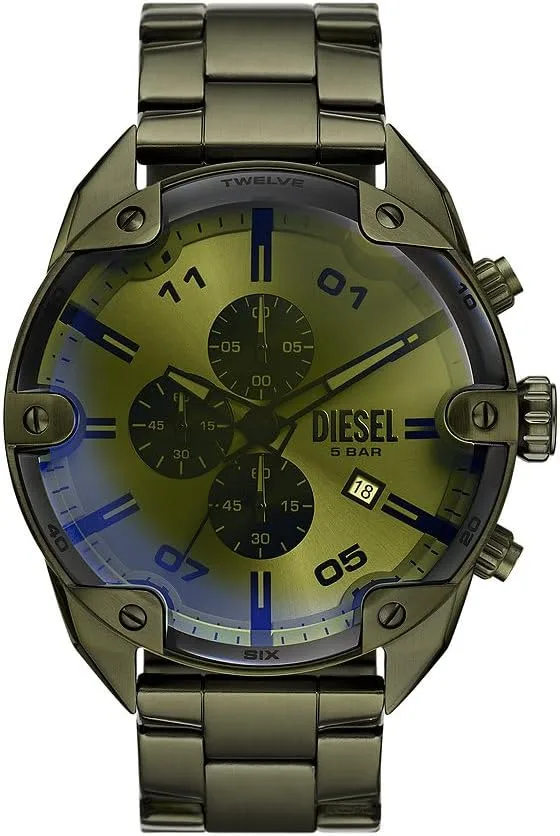 Relógio Spiked Diesel para homem, movimento cronógrafo de quartzo com bracelete em aço inoxidável