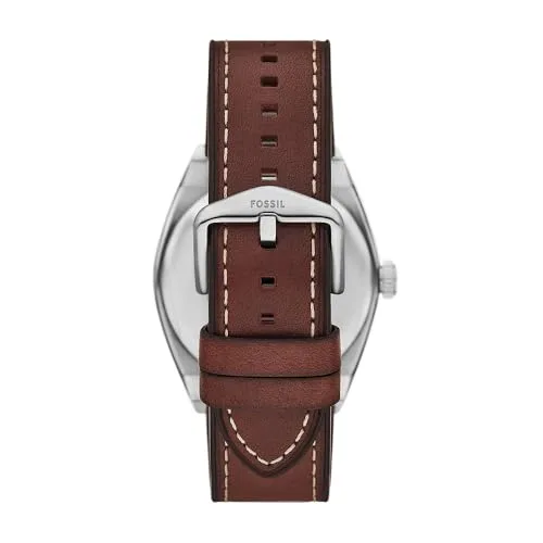 Fossil ▫️ Relógio Everett para homem, movimento de quartzo com data, três ponteiros e bracelete em pele ou aço 2