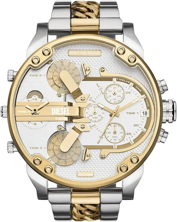 Relógio de homem Diesel Mr. Daddy, movimento de quartzo multifuncional com bracelete em aço inoxidável