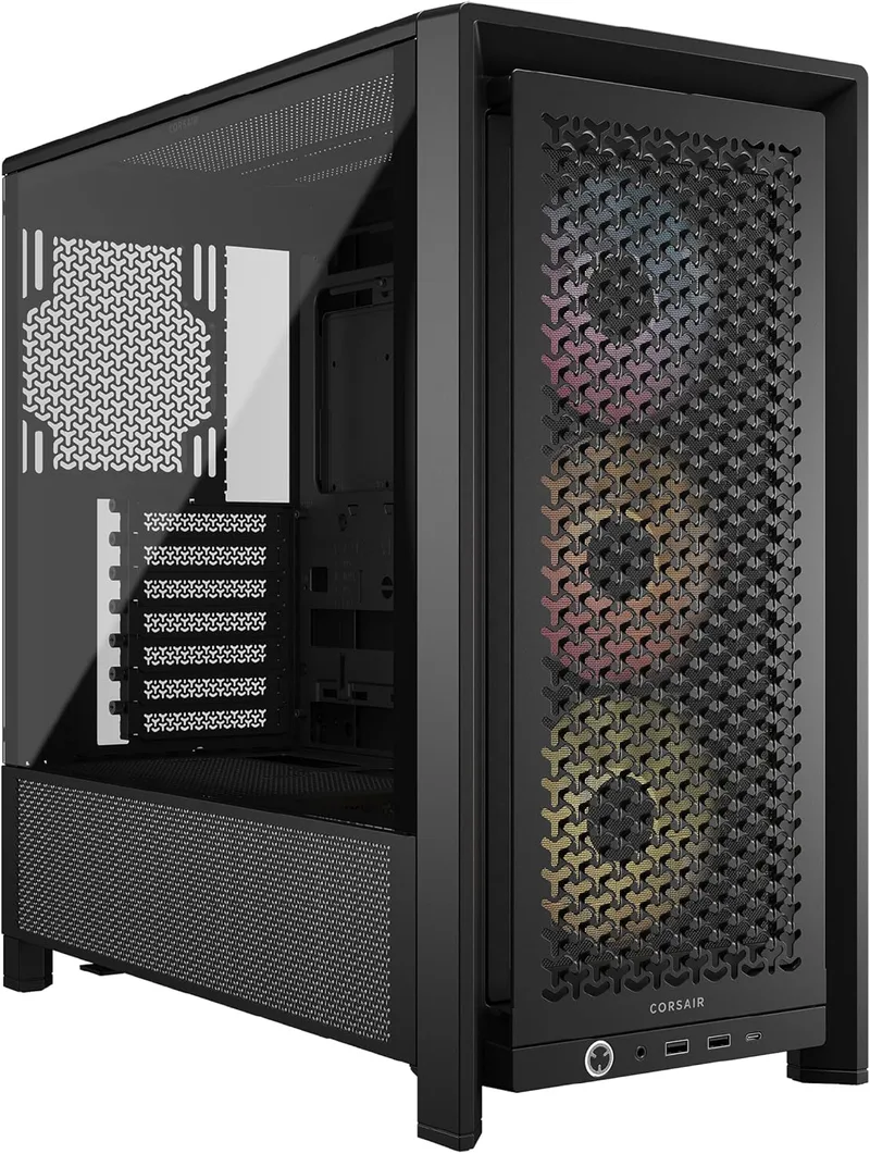 Corsair ▫️ Caixa para PC ATX Mid-Tower Frame 4000D RS ARGB Modular - Alto fluxo de ar, 3 ventoinhas RS ARGB pré-instaladas, ASUS BTF, MSI Project Zero, Gigabyte Project Stealth - Preto
