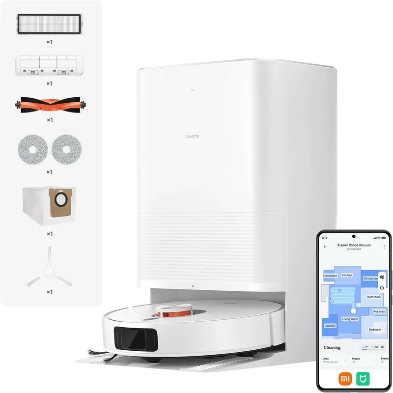 XIAOMI ▫️ Robot Vacuum X20 Pro – Aspirador e esfregador robótico com sistema inteligente de navegação a laser (LDS), potência de sucção de 7000 Pa, percursos de limpeza em ziguezague, Branco (Versão ES)