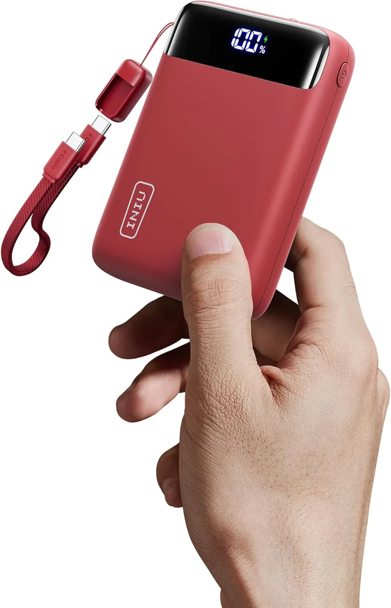 INIU ▫️ Power Bank, Mini 22,5 W PD 20 000 mAh, Bateria Externa de Carregamento Rápido, Entrada e Saída USB-C, Bateria Portátil para iPhone, Samsung, iPad e AirPods, Essenciais para Viagem em Mochila, Adequada para Homens e Mulheres, Vermelha