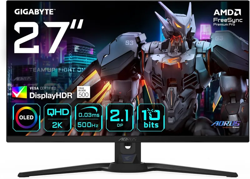 Gigabyte Technology ▫️ GIGABYTE AORUS FO32U Monitor de jogos UHD de 31,5” - 3840 x 2160 (UHD), 165 Hz, 0,03 ms, 250 cd/m², FreeSync Premium Pro, DisplayHDR True Black 400, HDMI 2.1, DisplayPort 1.4