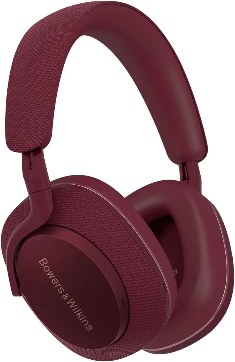 Bowers & Wilkins ▫️ Px7 S2e: Auscultadores sem fios com cancelamento de ruído, tecnologia Qualcomm aptX Adaptive e carregamento rápido, 30 horas de reprodução e seis microfones integrados, vermelho rubi