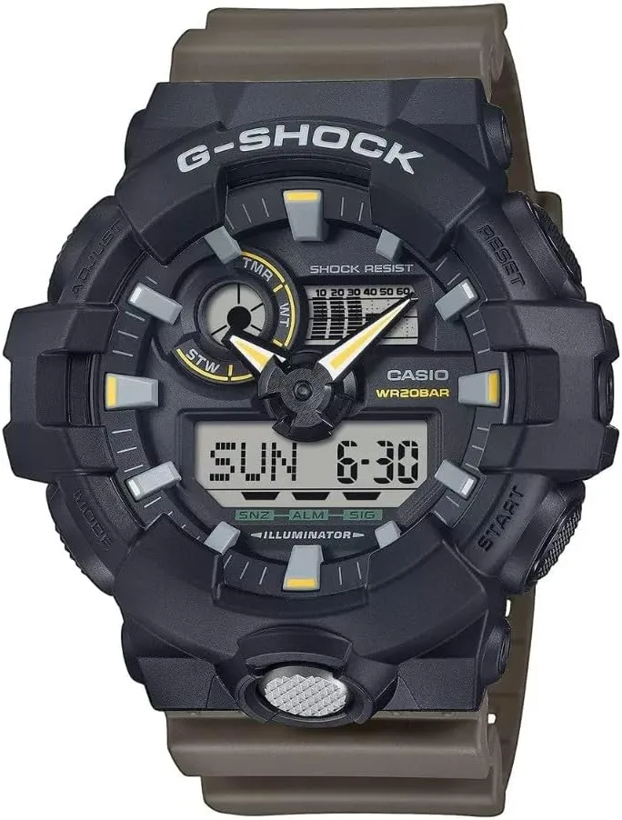Casio ▫️ G-Shock Noir et Vert Militaire GA-710TU-1A3ER, Noir