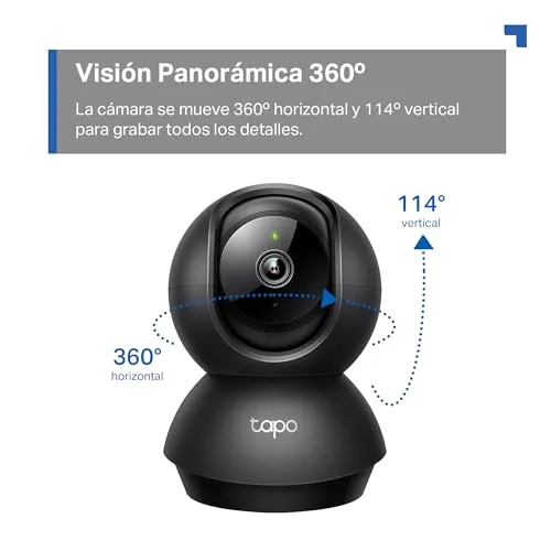 Tapo ▫️ C201 - Câmara de vigilância Wi-Fi para interior, 1080p, 360°, visão noturna, preta 5
