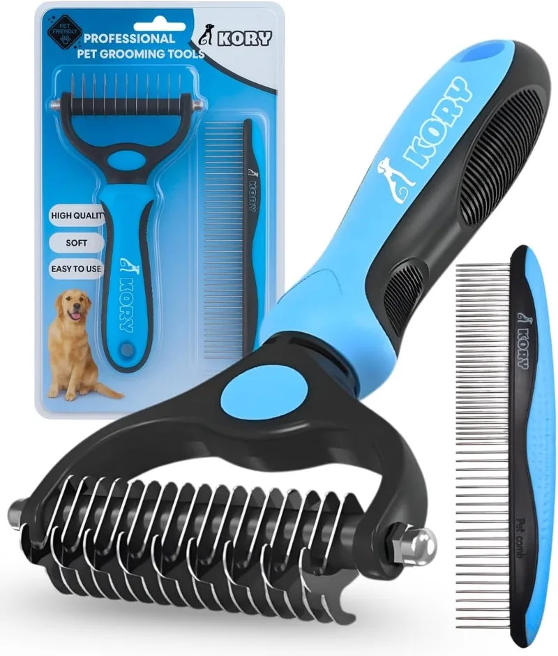 Kory ▫️ Escova para cães de pelo comprido e curto - Escova para gatos - Escova para cães - Pente para gatos - Pente para pelo comprido - Pente para gatos - Pente para remoção de pêlos - Pente para cães -