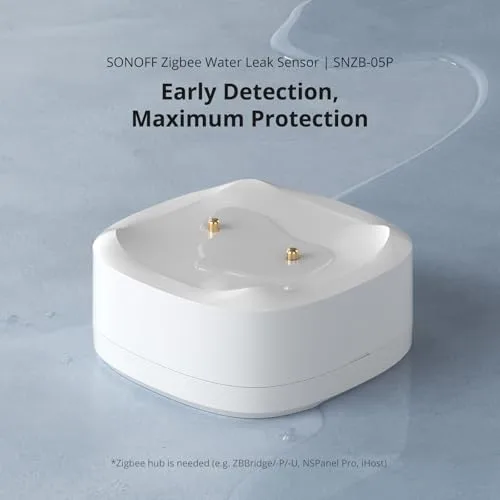 SONOFF ▫️ SNZB-05P Detetor de Água Zigbee + Cabo Sensor de Água WLDC200, Detetor de Água para Cozinhas, Caves e Casas de Banho, Compatível com Alexa e Google, Requer um Hub Zigbee. 2
