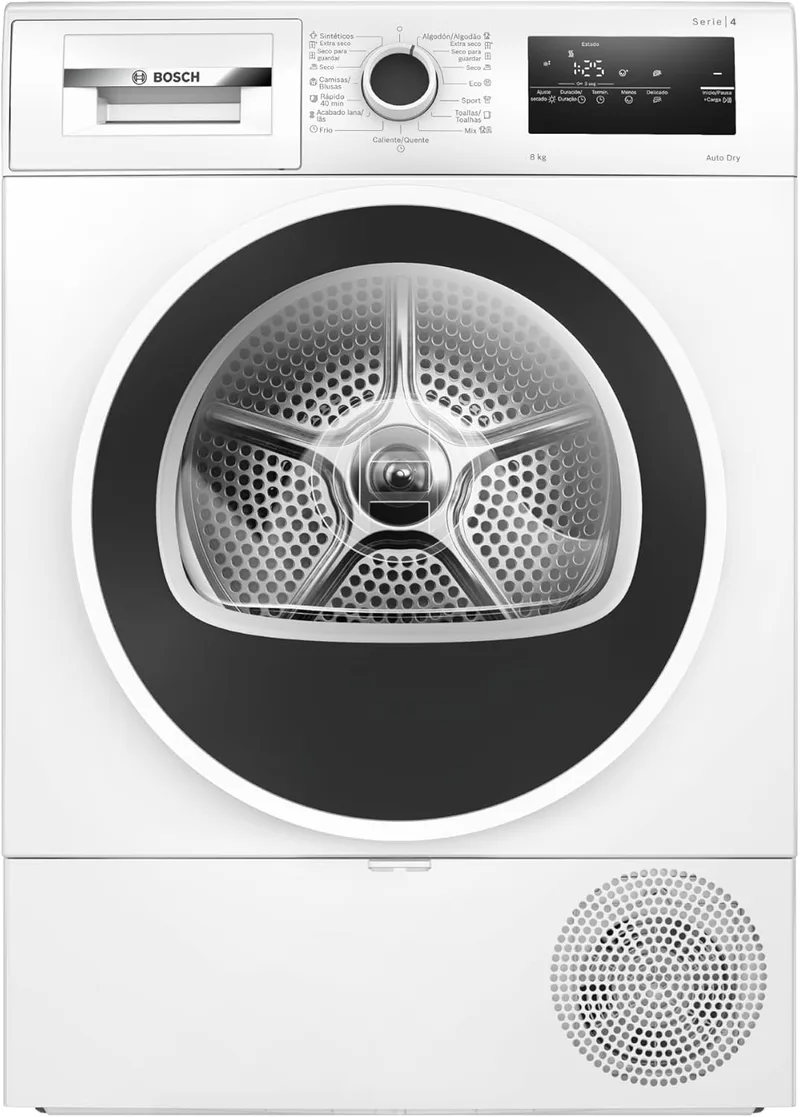 Balay ▫️ Bosch - Secadora com bomba de calor, 8 kg, AutoDry, antivibração, branca, WTR83200ES