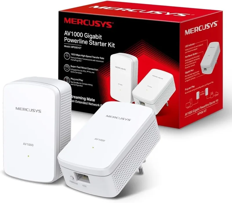 MERCUSYS ▫️ Kit MP500 - Powerline AV1000, Plug & Play, streaming 4K e jogos