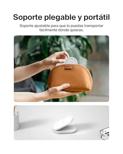 Belkin ▫️ Carregador magnético dobrável BoostCharge Qi2 de 15 W, estação de carregamento sem fios compatível com MagSafe, carregamento rápido para iPhone 17, Air, Pixelsnap, base com suporte antiderrapante - Branco 4