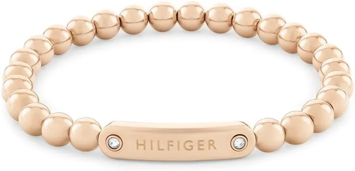 Tommy Hilfiger Jewelry Pulseira de contas para mulher Coleção em aço inoxidável, ouro amarelo ou ouro rosa